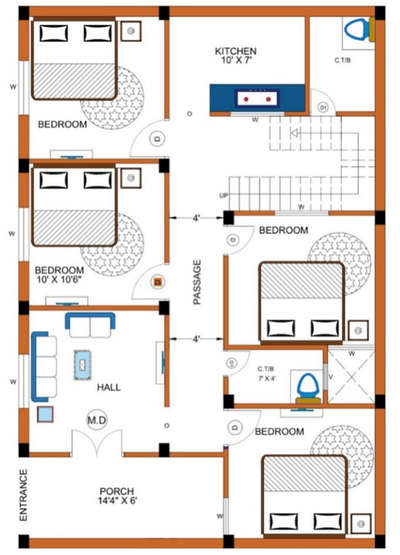 floor plan for 45' X 80' long 
.
.
.
.
#FloorPlans #SingleFloorHouse #Flooring #FlooringDesign #FlooringIdeas