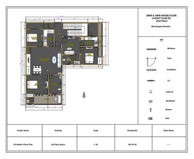 2BHK & 1BHK SET2 HOUSE FLOOR LAYOUT PLAN 2D MODERN DESIGN