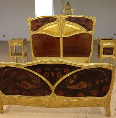 bedroom bed gold leaf on MDF 

 #BedroomDecor 
 #Sofas 
 #goldleaf