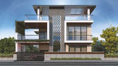 Exterior design. 
Design by Krystal design studio team. 
City- Mandsaur (MP). 

#HouseDesigns #Designs 
#bungalowdesign #ContemporaryHouse