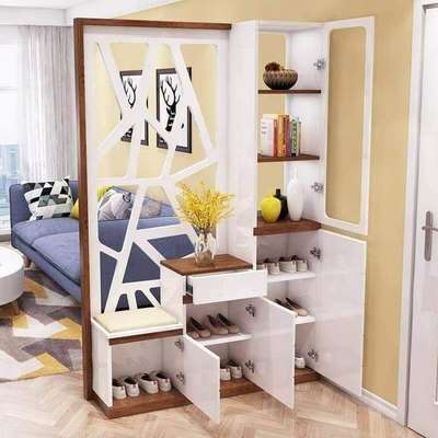 shoe rack with drawing room end glass partition beautiful design