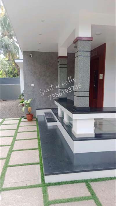 Dark grey Cement texture and glittering stone work
Cont : 7356193738