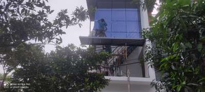 ACP with glass cladding (kollam site)glass work (350₹) ,ACP work(250 ₹) # # #