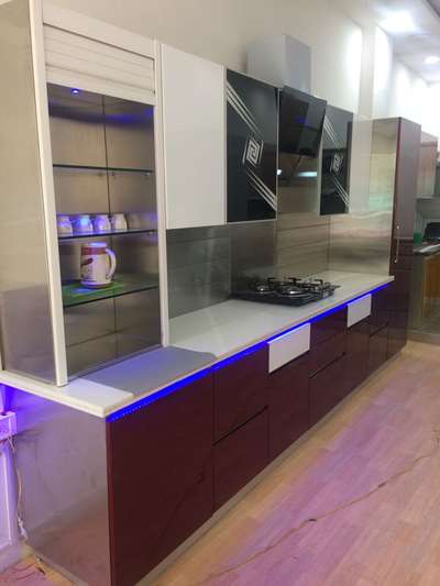 red 🔴 and white kitchen stainless steel