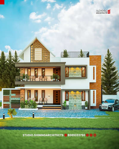 Modern Elegance Meets Timeless Design! 🏡✨
This stunning elevation blends sharp lines, natural textures, and a perfect color palette to create a truly head-turning façade. From the inviting double sit-out to the sleek glass cladding and balcony charm — every element screams contemporary luxury!
Ideal for those who dream big and build bold. 💫
Design by: @studio.shiningarchitects

#ModernElevation #DreamHome #ArchitecturalDesign #ContemporaryHouse #DoubleFloorDesign #FrontElevation #HomeFacade #LuxuryLiving #HomeExterior #IndianArchitecture #HouseGoals #BalconyDesign #ArchitectsOfInstagram #3DElevation #KoloDesign