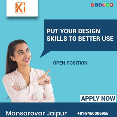 We are hiring now!
INTERIOR DESIGNER
Required Diploma/Degree of Interior Design or related program with 2 to 3 years working experience.
Send your resume and portfolio at:
Kumbhinteriors@gmail.com
visit us at  
http://www.kumbhinteriors.com for more information.