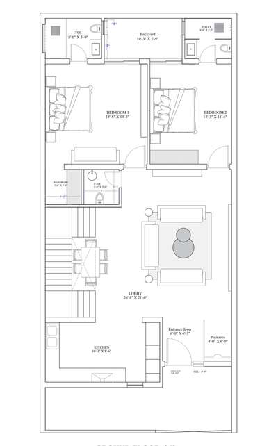 EAST FACING PLOT # 2BHK # VASTU # 2D FLOOR PLAN