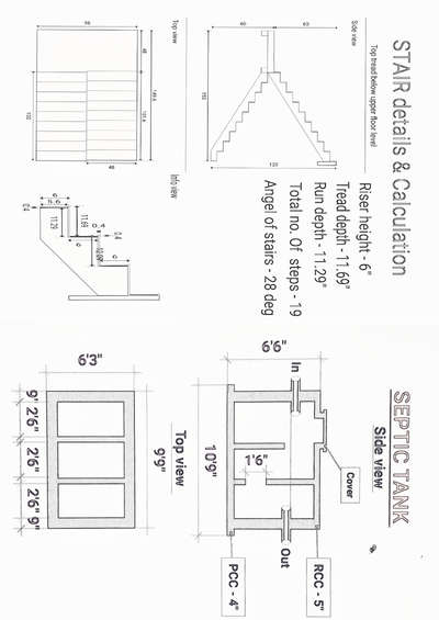 2D plan stair & septic tank