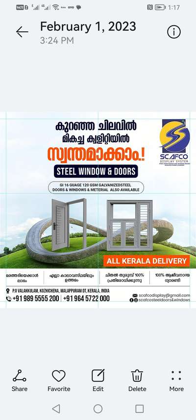 Scafco Steel Door Frame And Window Frames manufacturer 9895555200