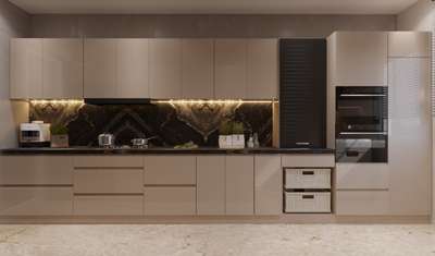 Soothing beige colour PU kitchen with black wide grains tiles giving an amazing look in this kitchen 
contact us for a Modular kitchen designing and execution 

#ModularKitchen #pukitchen #modularwardrobe #Modularfurniture #modularwardrobe #InteriorDesigner #KitchenIdeas #ClosedKitchen #OpenKitchnen #OpenArea #HouseDesigns #interiorinspirations