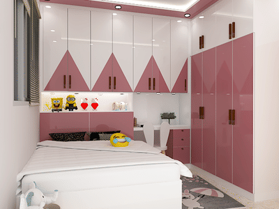 kids room (girls room)# interior  #MovableWardrobe  #ModularKitchen