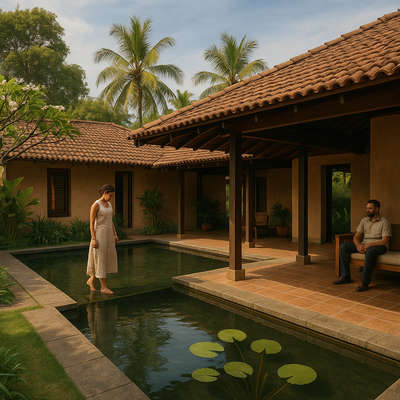 tropical residence kerala   #kerala #residence #courtyardhouse #sloperoof #TraditionalHouse    #tropicalhouse #tropicaldesign