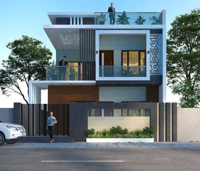 new project  #3d  #exterior_Work  #autocad  #3DPlans  #frontElevation  #cornerview