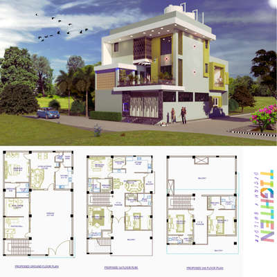 tighten designs
#FloorPlans #houseelevation #3delevations #houseplan&elevation #5BHKHouse