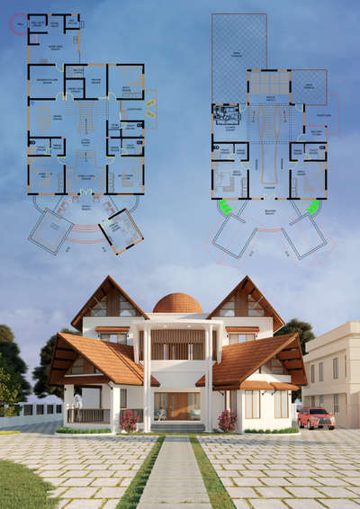 Design - Conventional contemporary
 Client : Mr Ansar
 Site : Chekkiyad , Kerala
 Area : 6000 Sqft  

 #KeralaStyleHouse  #ContemporaryDesign #exteriordesigns  #architecturedesign #TraditionalHouse #Architectural&nterior