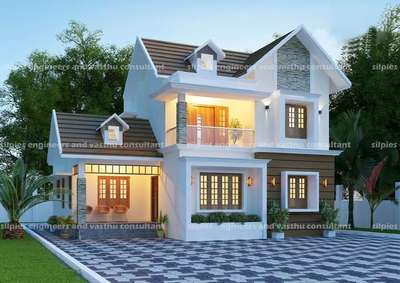 #Proposed Design at  #Manjeri ,  #Malappuram #
 GROUND FLOOR :
      SIT OUT
      LIVING
      DINING
      BED ROOMS -2 With attached toilet
      COURT YARD
      KITCHEN
      STORE
      WORK AREA
 FIRST FLOOR :
      UPPER LIVING
      BALCONY
      BED ROOM - with attached toilet