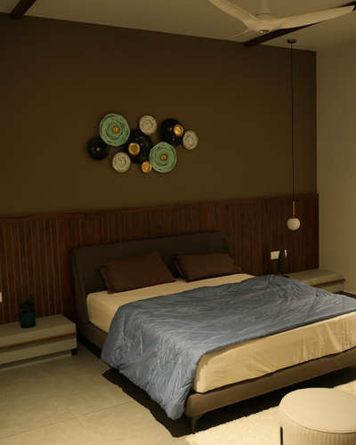 Nestled in comfort; soft textures and warm hues 
 #MasterBedroom  #bedroomdesign  #bedsidetable