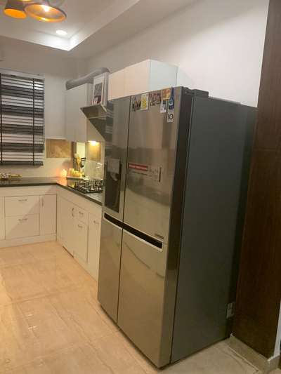 kitchen renovation 
complete 
project Greenfield colony 
#ushapekitchen 
#KitchenRenovation 
#SmallKitchen