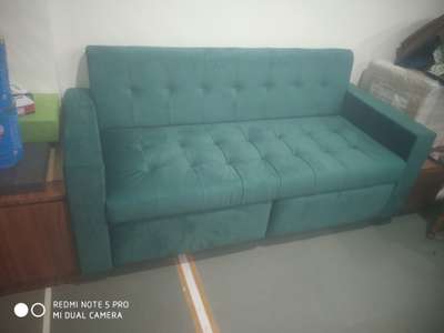 ye he checks design with green fabric, full storage and comfortable #sofa #NEW_SOFA #cushioning #comfortable #friend