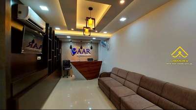 Our  work  reception  wall panelling, reception table,gypsum work,electrical work #receptio