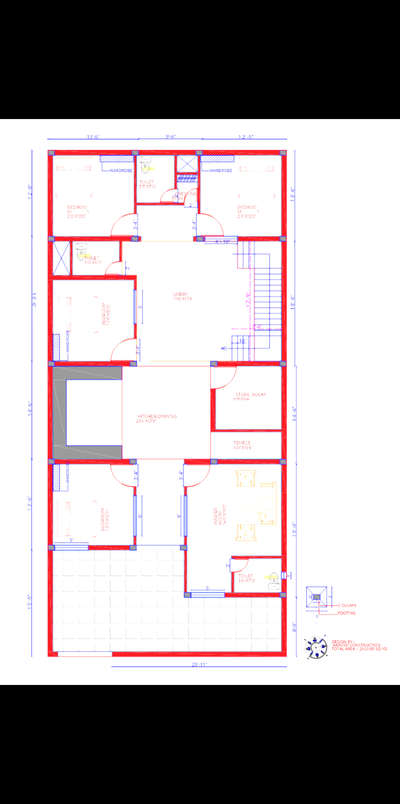 35'x65' House Layout plan with Front Elevation design