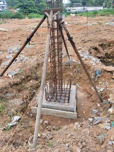 pile cap reinforcement work & column rebar installation is progressing