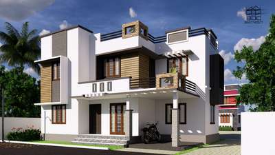 3BHK 2500 sq.ft home near Kanjippadam, Alappuzha #Alappuzha  #modernhome  #3BHKHouse  #2500sqftHouse  #FlatRoof  #parapetdesigns  #walltilesdesign  #simple  #sketchup  #enscape3d