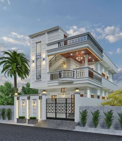 exterior Design Completed 
Design By Mk Design & Consultant 
Contact No. 7300906716
#classicvilla #classicstyle #3dfrontelevation #frontElevation