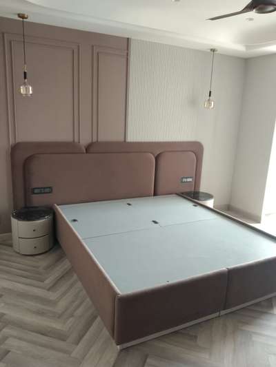 beautiful bed design in mica and furnishings combination