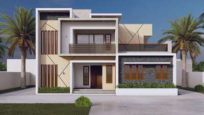 Contemporary Style Elevation Model for the client at Mazhayinkeezh, Trivandrum.
 #KeralaStyleHouse  #boxtypehouse  #ElevationDesign  #ElevationHome  #exteriordesigns  #exterior_Work  #exterior3D  #kerala