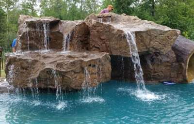 artificial rocks water feature for private residence. custom size  design #waterfalls #gardenfountain #rocks #artificialrock
