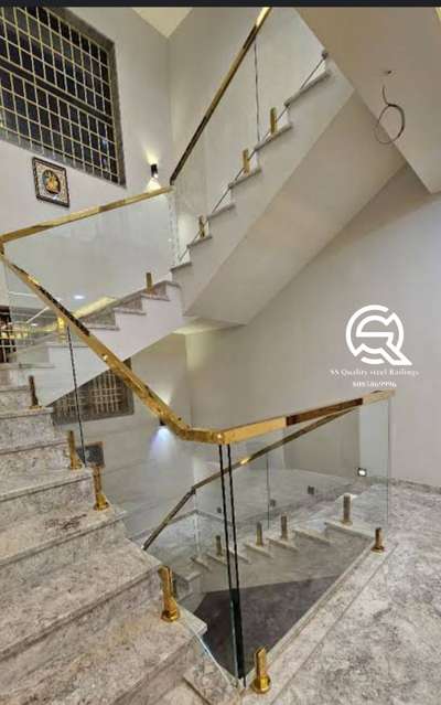 New PVD finish glass Railing indore Best price.
 #.  gold. Rose gold. black.