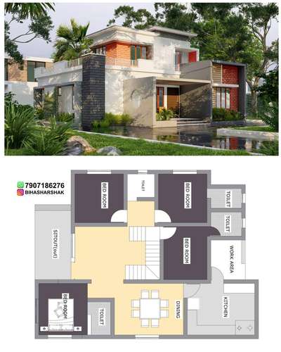 Budget homes
 exterior witn plan '
2 BHK
Design: @bihasharshak arshak kolo #khd #keralahomedesigns #keralahomedesign #architecturekerala #keralaarchitecture #renovation #keralahomes #interior #interiorkerala #homedecor #landscapekerala #archdaily #homedesigns #elevation #homedesign #kerala #keralahome #thiruvanathpuram #kochi #interior #homedesign #arch #designkerala #archlife #godsowncountry #interiordesign #architect #builder #budgethome #homedecor #elevation #plannerstickers