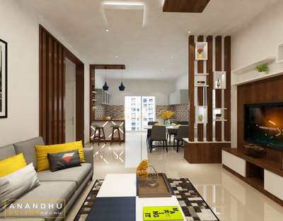 wrk @ Bangalore. interior design., living room,open kitchen, dining.