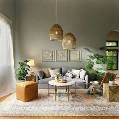 Get this rich earthy look with a touch of gold by choosing the right products curated by me. Paint your wall with a concrete texture, add a woven statement lighting, a classic rug , sheer curtains, a circular centre table in white and gold to create this look. Throw in some gray textured cushions to complete it.
#interior #decor #ideas #home #interiordesign #indian #colourful 
#decorshopping
