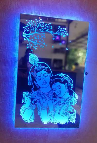 Pooja room mirror designs 
lighted photosketch  #poojaroomdesign 
 #godstatue 
 #HomeDecor  #homeinterior