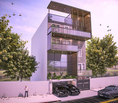 front facade design and concept by TCA.🏘️🏘️ #frontElevation  #WindowGlass  #woodenwork  #vrayrender  #3dsmaxdesign  #GlassBalconyRailing  #tilesoffers