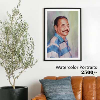 watercolor portraits at low rate.. with frame 2500 only.. delivery all over India.. best gift, for memory portrait, interior wall decor..