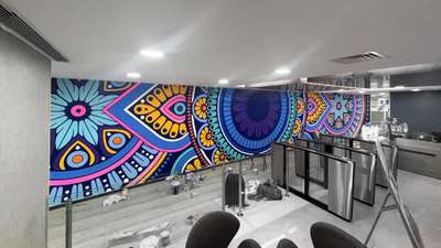 mandala themed mural work done for sky-high security firm Bangalore  #artwotk #WallPainting #wallartwork #WALL_PAPER #interiorpainting