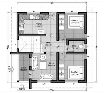 641 square feet area#ground floorplan#lowbudget house kerala  #2d Design #client_Alice#Sulthan batheri#Wayanad