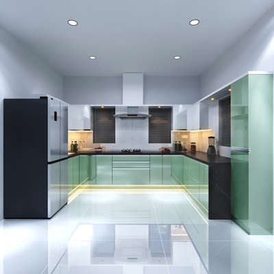 modular kitchen design
white and green combination 
.
#InteriorDesigner #KitchenInterior #Architectural&Interior #interiorpainting #KitchenInterior #kichenspace #kichenplanning