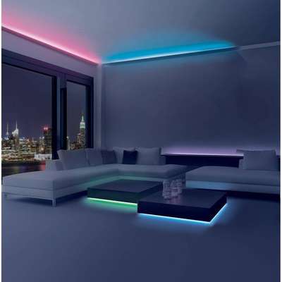 bedroom with ambient lighting