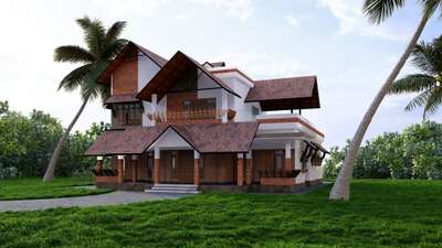 Mixed Design #exterior_Work  #exterior3D #TraditionalHouse