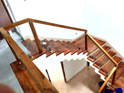 Handrail Wood with glass work. more details please contact 9605309360 Thrissur # #