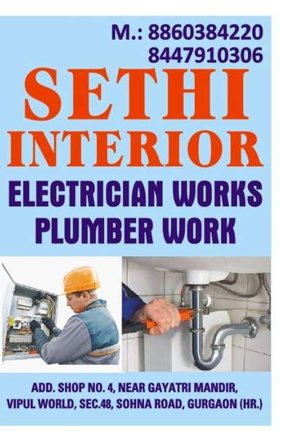 *SETHI INTERIOR*
SETHI INTERIOR
1/plumber wor
2/electrician
3/painter
4/carpenter
5/tiles pathar
6/plaster
7/chunai