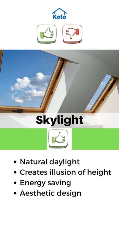 Skylights are both functional and a lovely design element.
Tap ➡️ to view both pros and cons about skylights before going for one.

Learn about both sides of a building element with our new series.

Learn tips, tricks and details on Home construction with Kolo Education  🙂

If our content has helped you, do tell us how in the comments ⤵️
Follow us on @koloeducation to learn more!!!

#education #architecture #construction  #building #interiors #design #home #interior #expert #courtyard  #koloeducation  #proscons