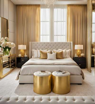 Golden Theme Luxury Bedroom Interiors - Build Craft Associates 
#goldenthemeinteriors  #newBedroomDesigns #trendinghomeinteriors