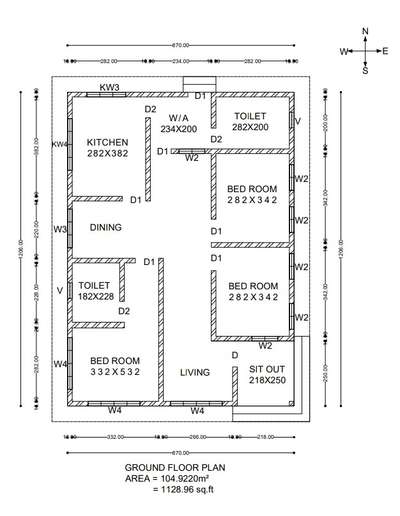 East facing single floor residential Building. Designed according to vastu. 1rupee for a sq.ft