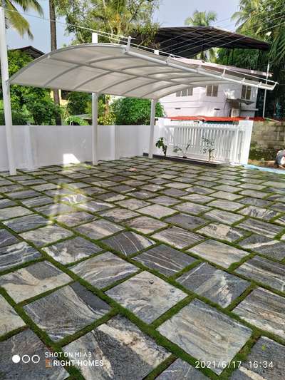 Completed Natural stone & Canopy  Thrissur,Unity road
 #exterior_Work  #carporches  #BangaloreStone