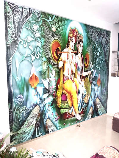 Jay shree Krishna  #krishnatemple  #krishna  #WallDecors  #customized_wallpaper   #InteriorDesigner